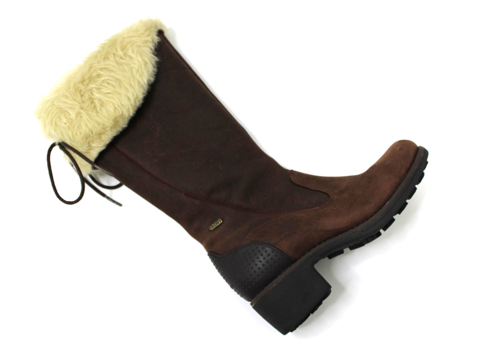 Merrell Brunette Boots Women's Size 6.5 Brown Faux Wool Fur Zip Winter Chunky